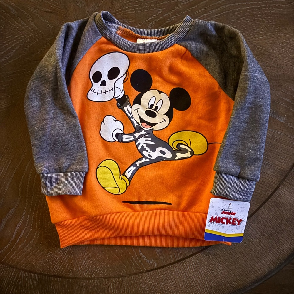 Disney Mickey Orange and Gray Sweatshirt